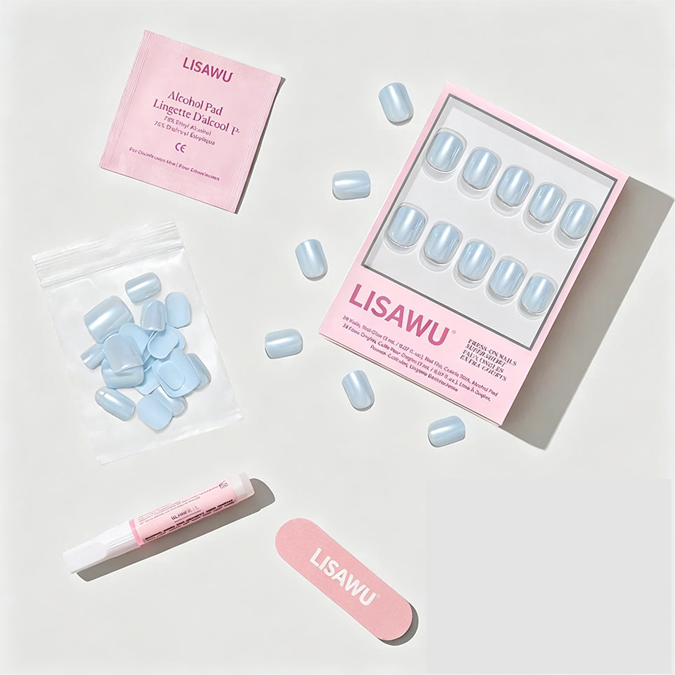 Clear Skies press-on nails with glossy finish