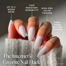Clouded press-on nails - almond shape, medium length