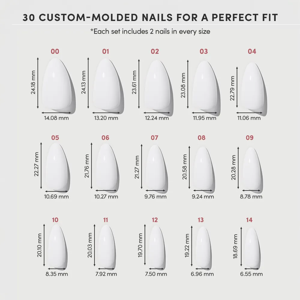 Clouded press-on nail design - solid color style detail