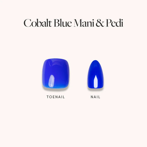 Cobalt Blue Mani Pedi press-on nails in blue shade