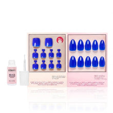 Cobalt Blue Mani Pedi press-on nail design - solid color style detail
