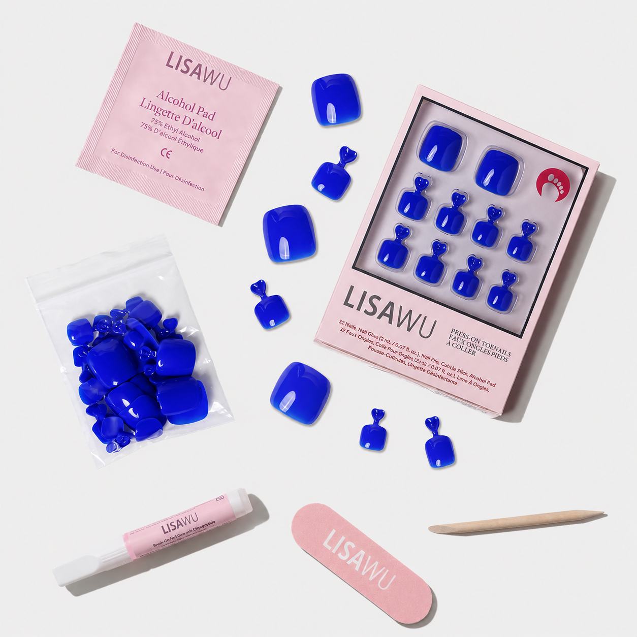 Cobalt Blue Toenail press-on nails - natural shape, short length
