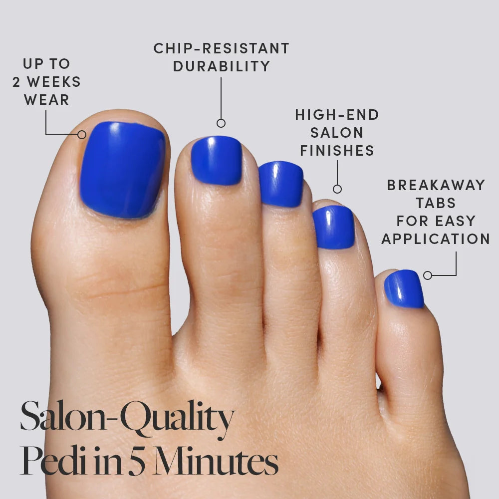 Cobalt Blue Toenail press-on nail design - solid color style detail
