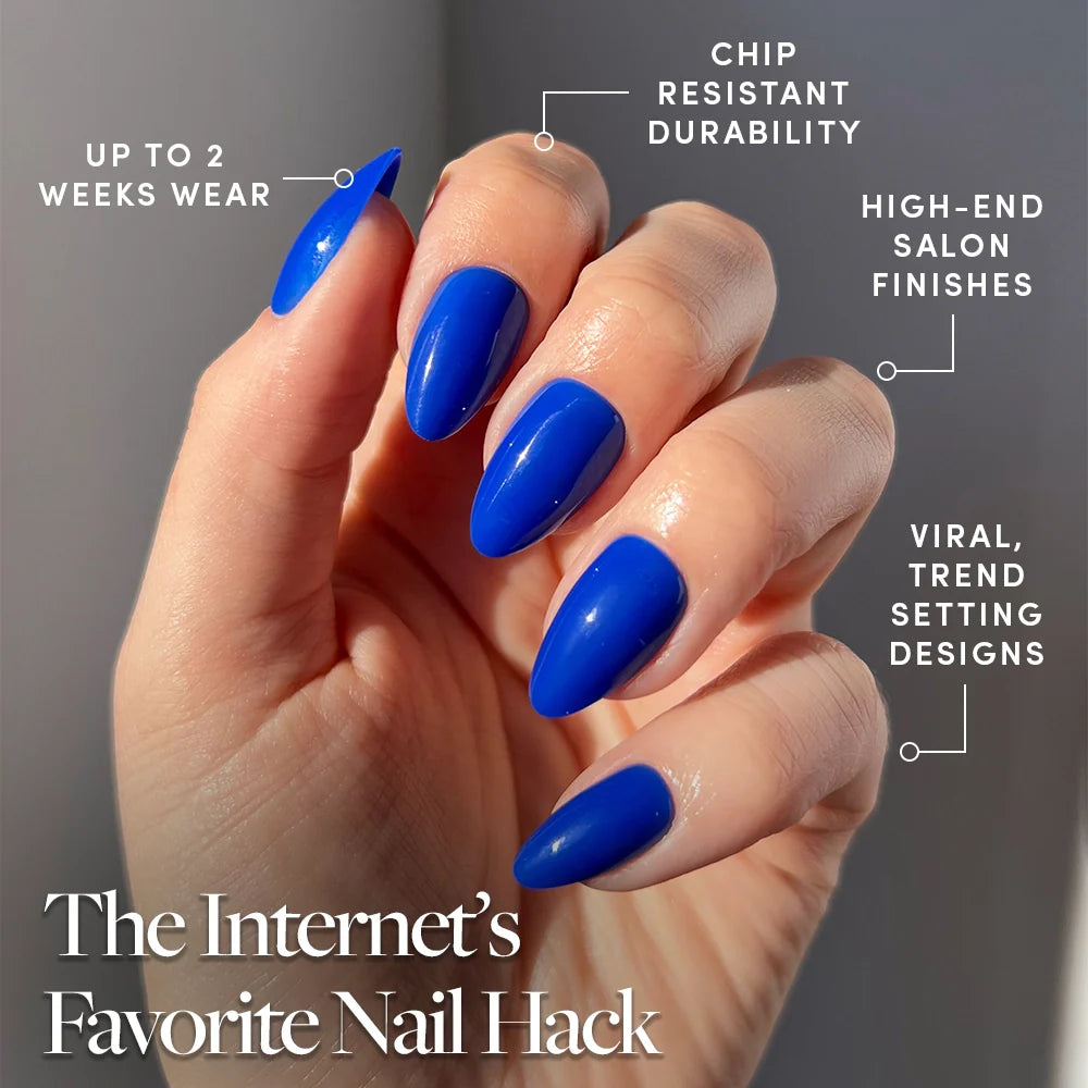 Cobalt Blue press-on nail design - solid color style detail