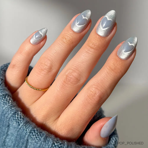Cold Hearted press-on nails in blue shade