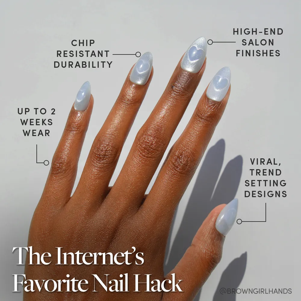 Cold Hearted press-on nail design - magnetic cat eye style detail