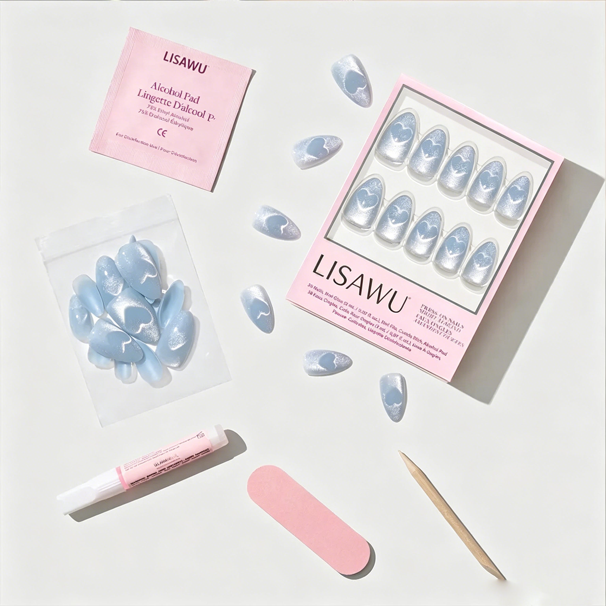 Cold Hearted press-on nails - almond shape, short length