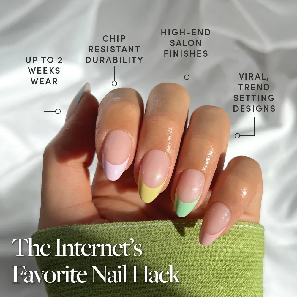 Confetti press-on nails in nude shade