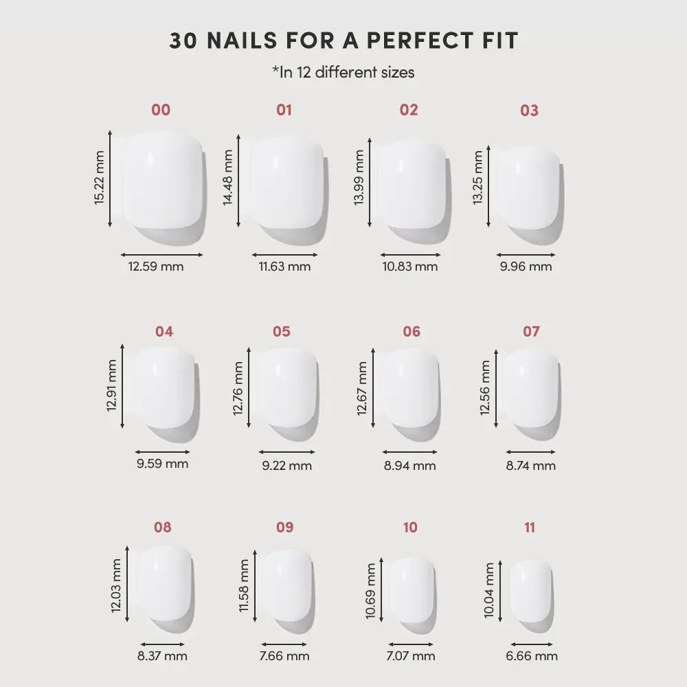 Cool Whip press-on nail design - solid color style detail