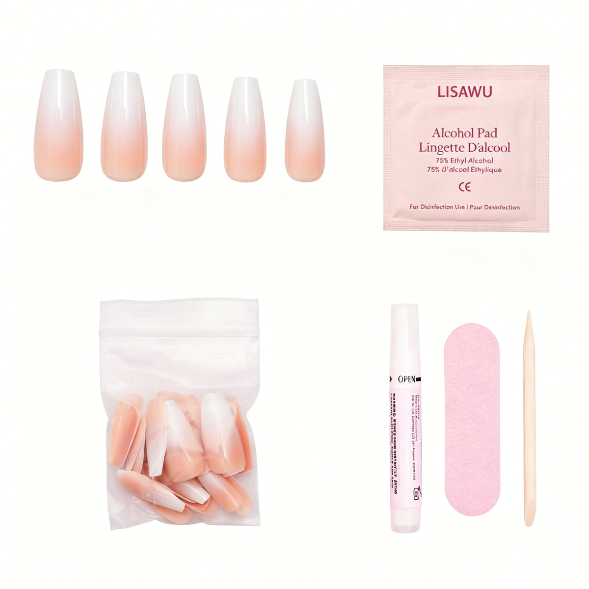 Creme de Nude press-on nails with glossy finish