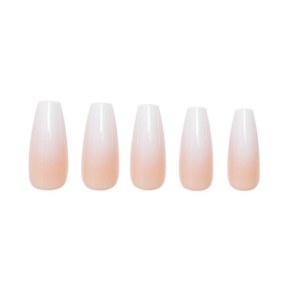 Creme de Nude press-on nails - coffin shape, long length