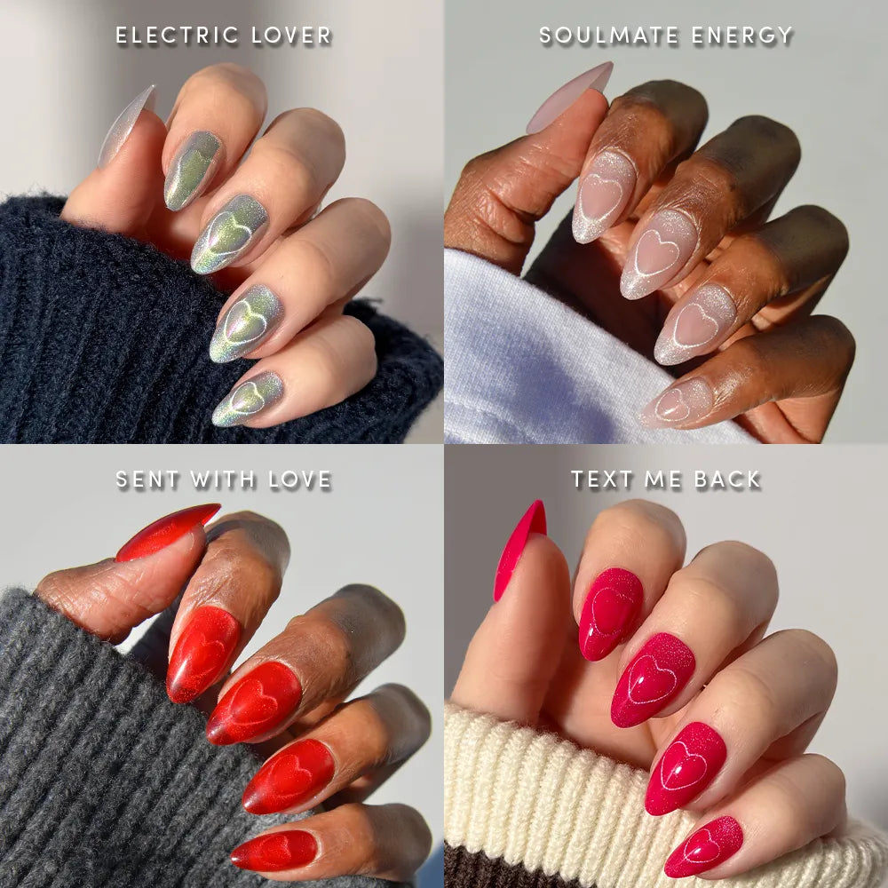 Cupid's Magnetic Hearts press-on nails in green shade