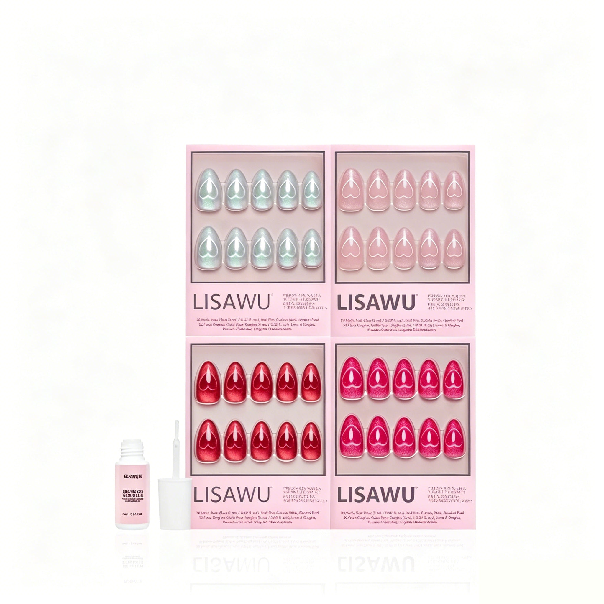 Cupid's Magnetic Hearts press-on nails in pink shade