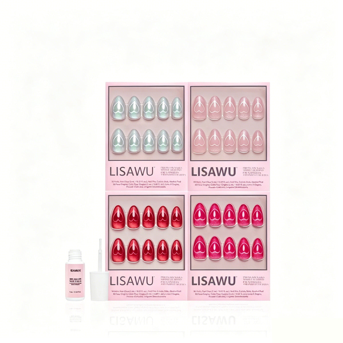 Cupid's Magnetic Hearts press-on nails in pink shade