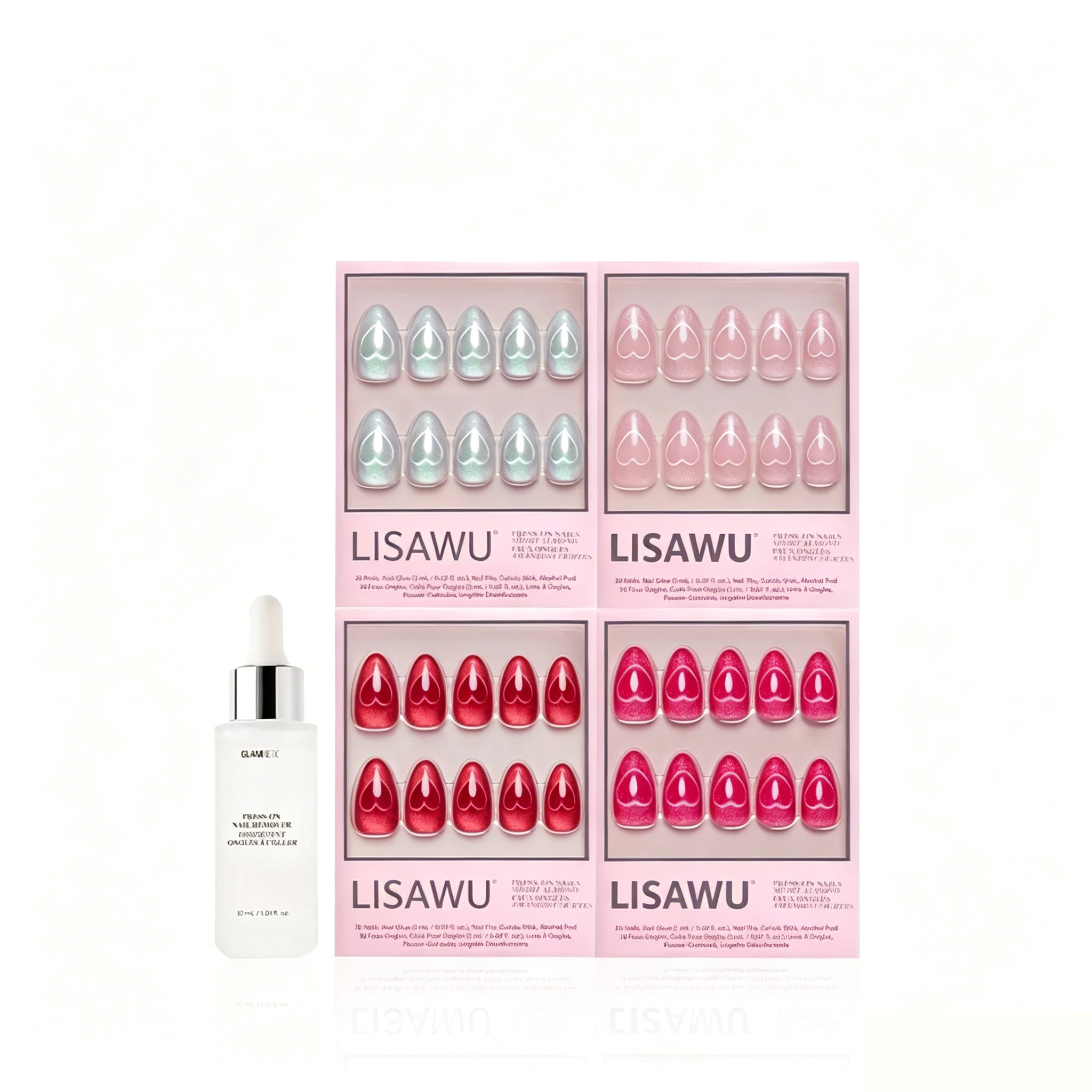 Cupid's Magnetic Hearts press-on nails with glossy finish