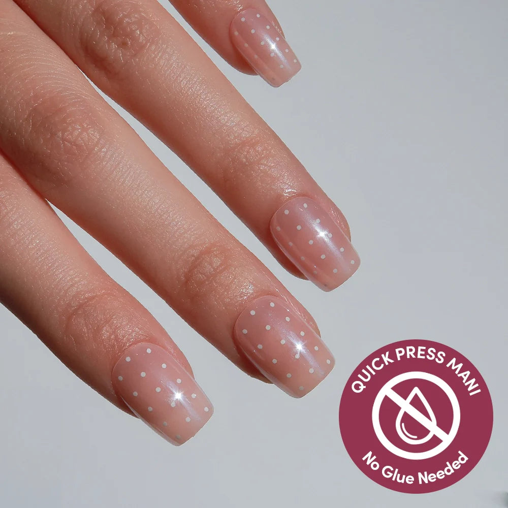 Dainty Dots press-on nails in nude shade