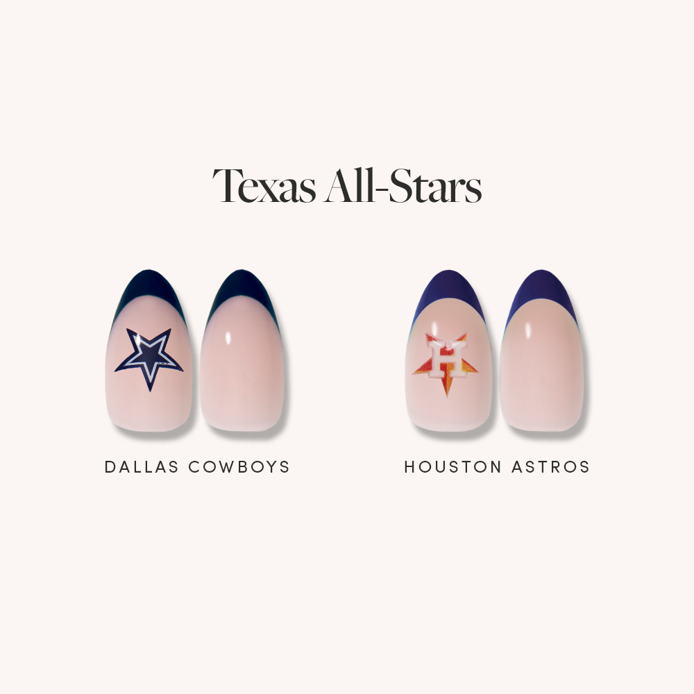 Texas All-Stars press-on nails in blue shade