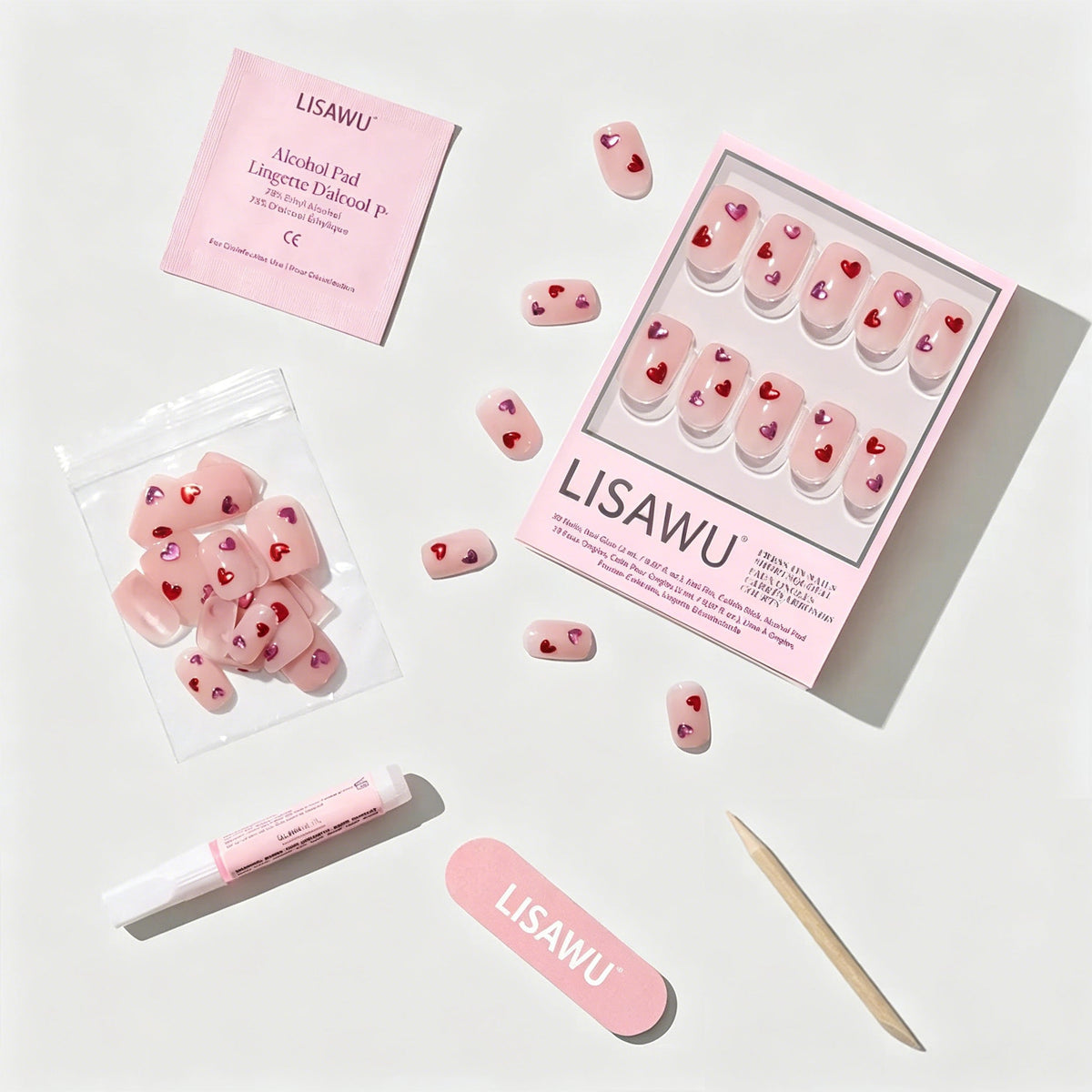 Dear Lover press-on nail design - 3d style detail