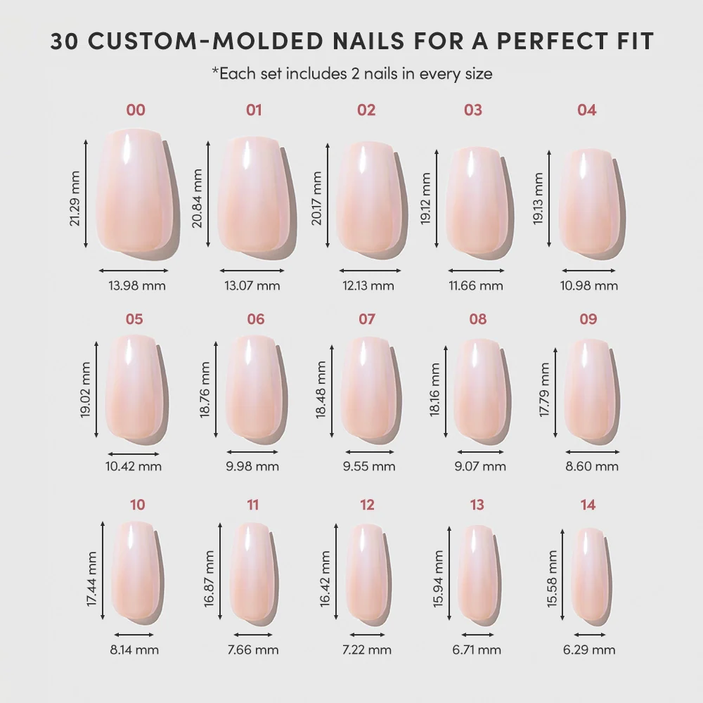 Delicate Touch press-on nails with glossy finish