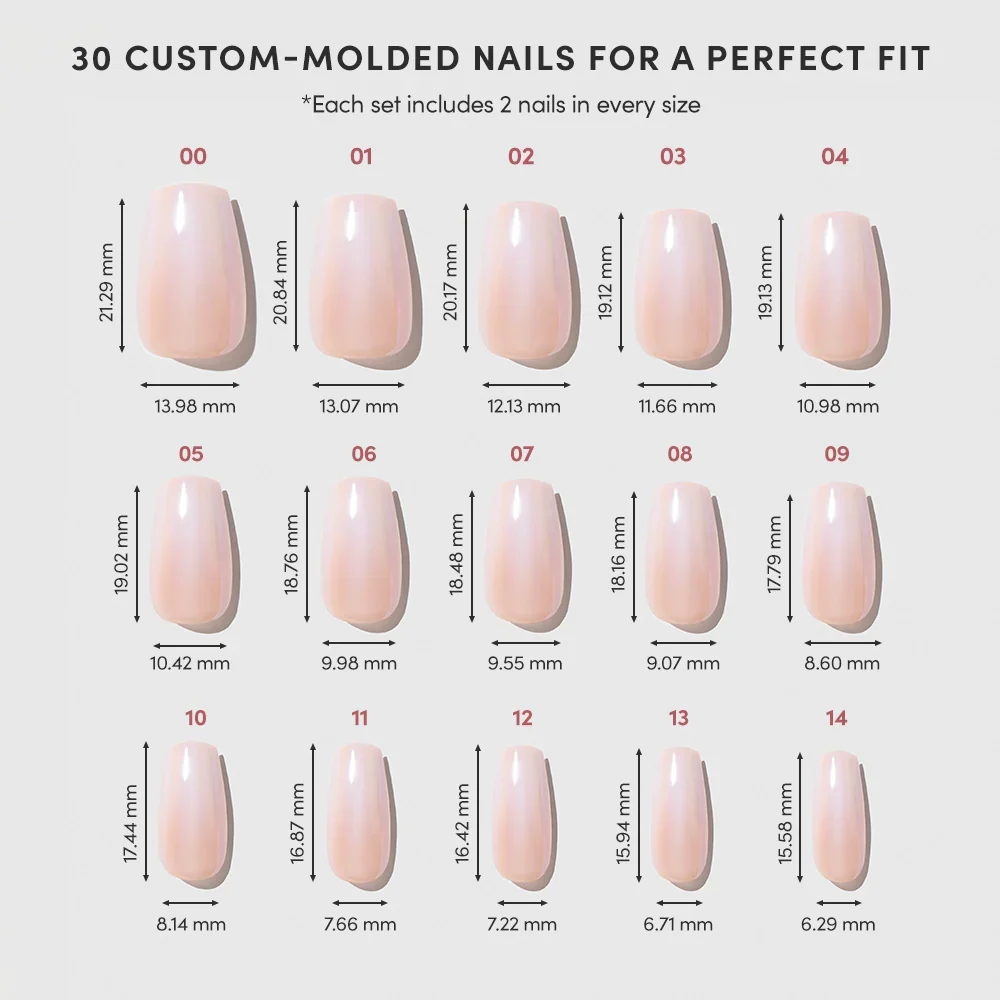 Delicate Touch press-on nails with glossy finish