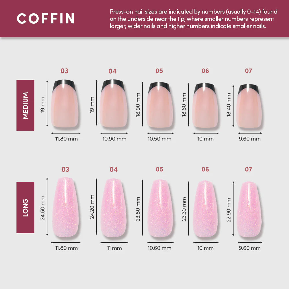 Delicate Touch press-on nails - coffin shape, medium length