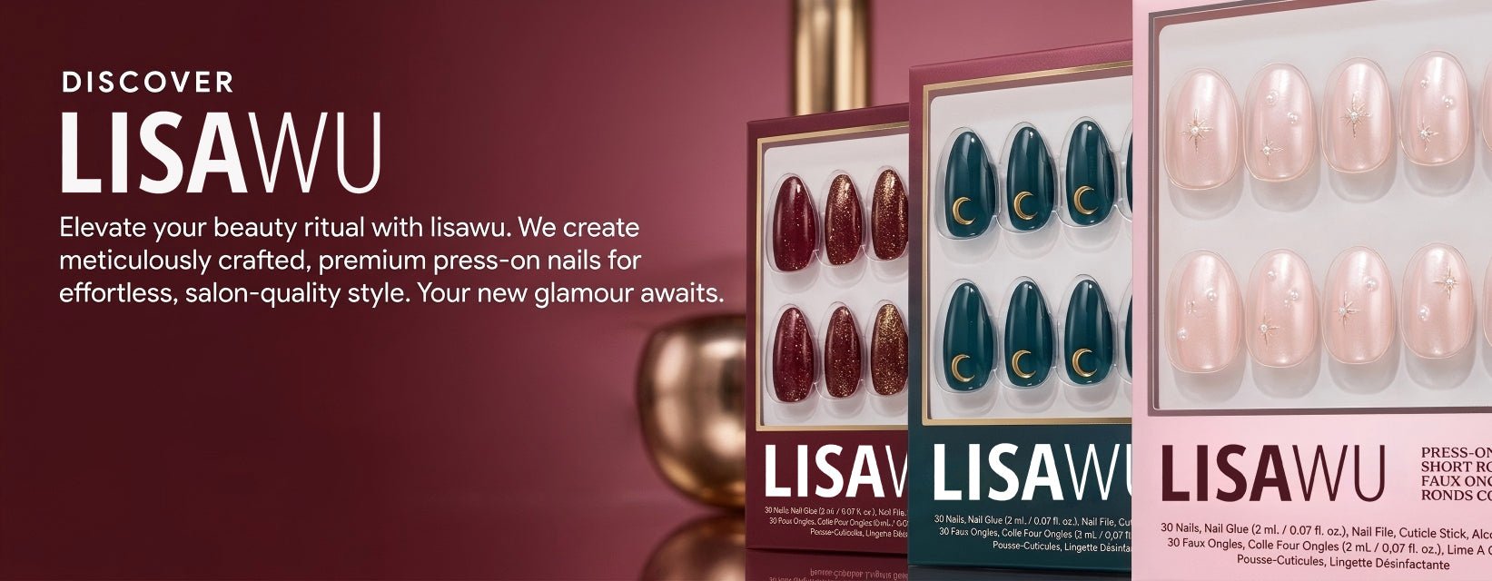 Discover Lisawu brand banner - premium press-on nails introduction