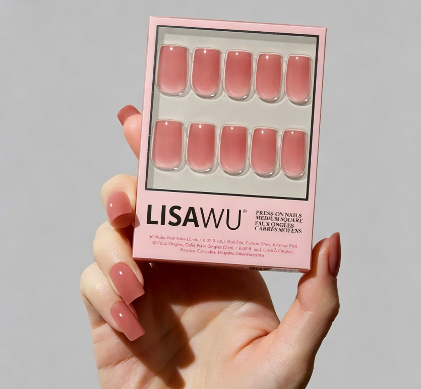 Dusty Pink press-on nails with glossy finish