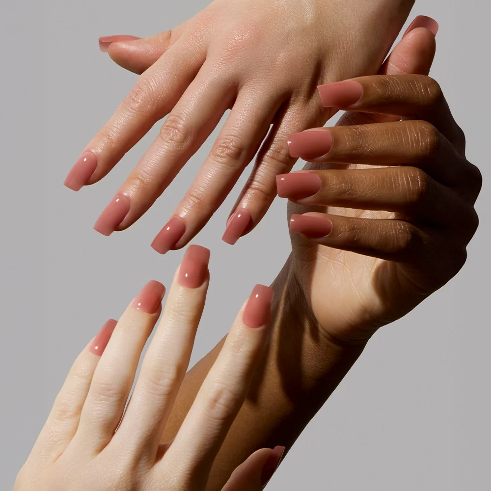 Dusty Pink press-on nails - square shape, medium length