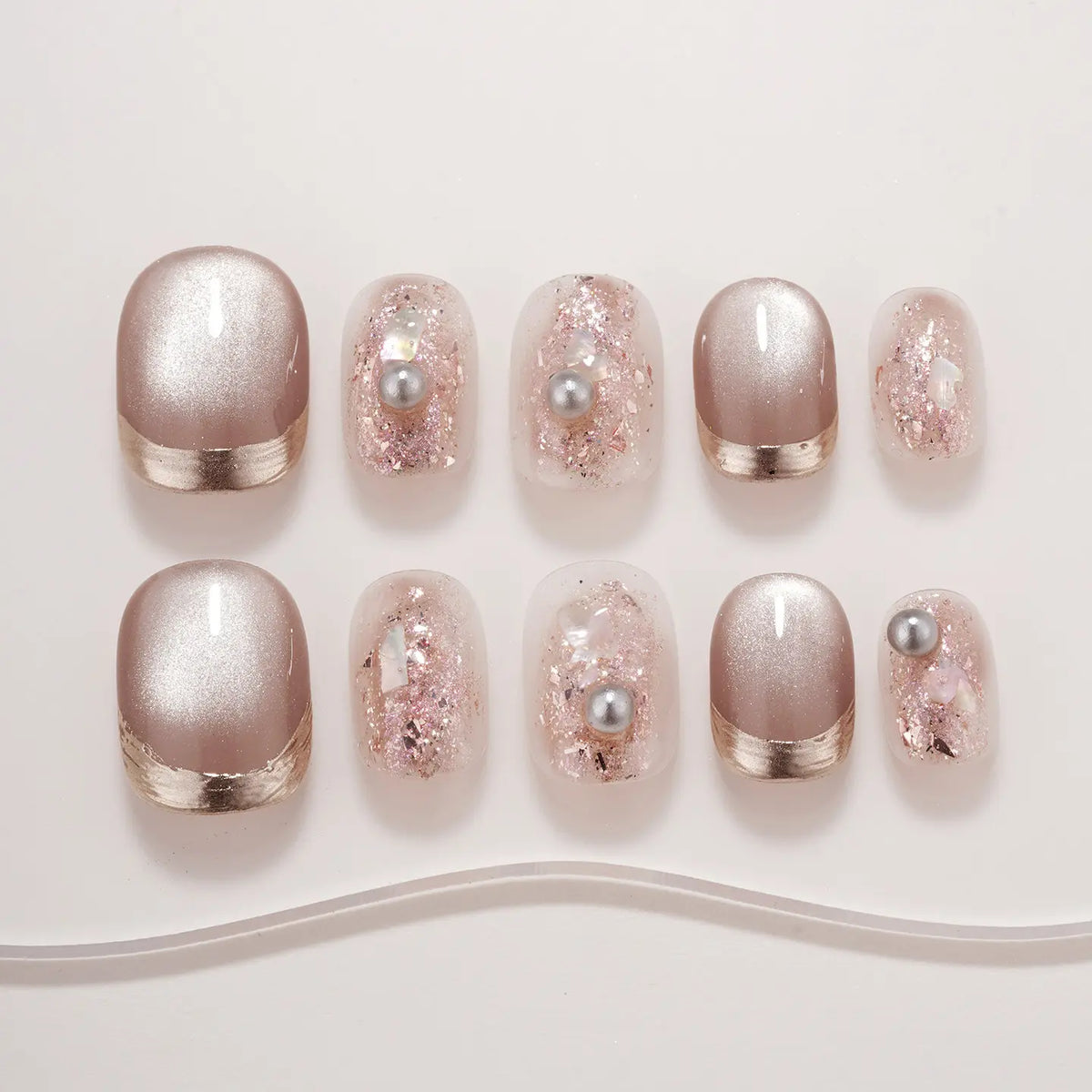 Lisawu Earl Grey Latte Short Square press-on nails style option
