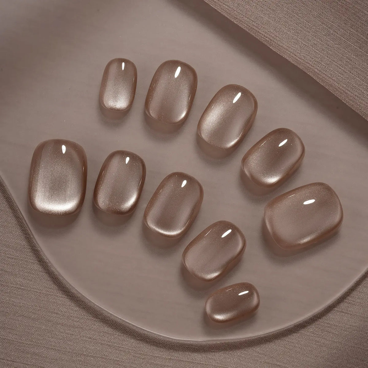 Lisawu Earl Grey Latte Short Square press-on nails style option