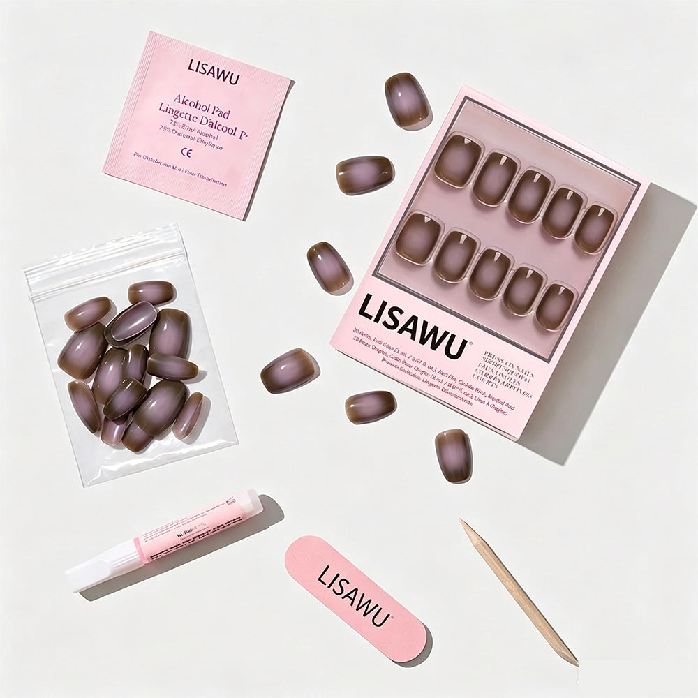 Eclipse press-on nails - squoval shape, short length