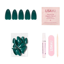 Emerald Green press-on nails - almond shape, short length