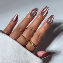 Espresso Glow press-on nails in brown shade