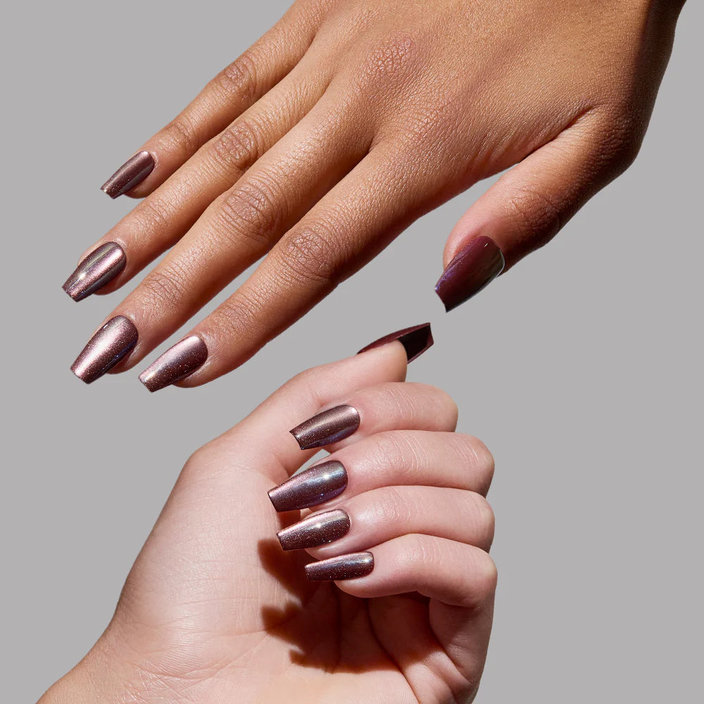 Espresso Glow press-on nails with velvet finish