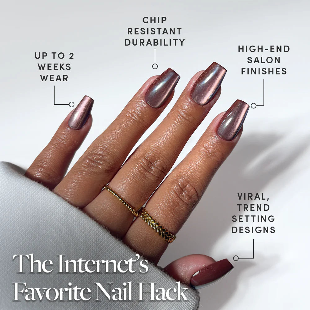 Espresso Glow press-on nail design - solid color style detail