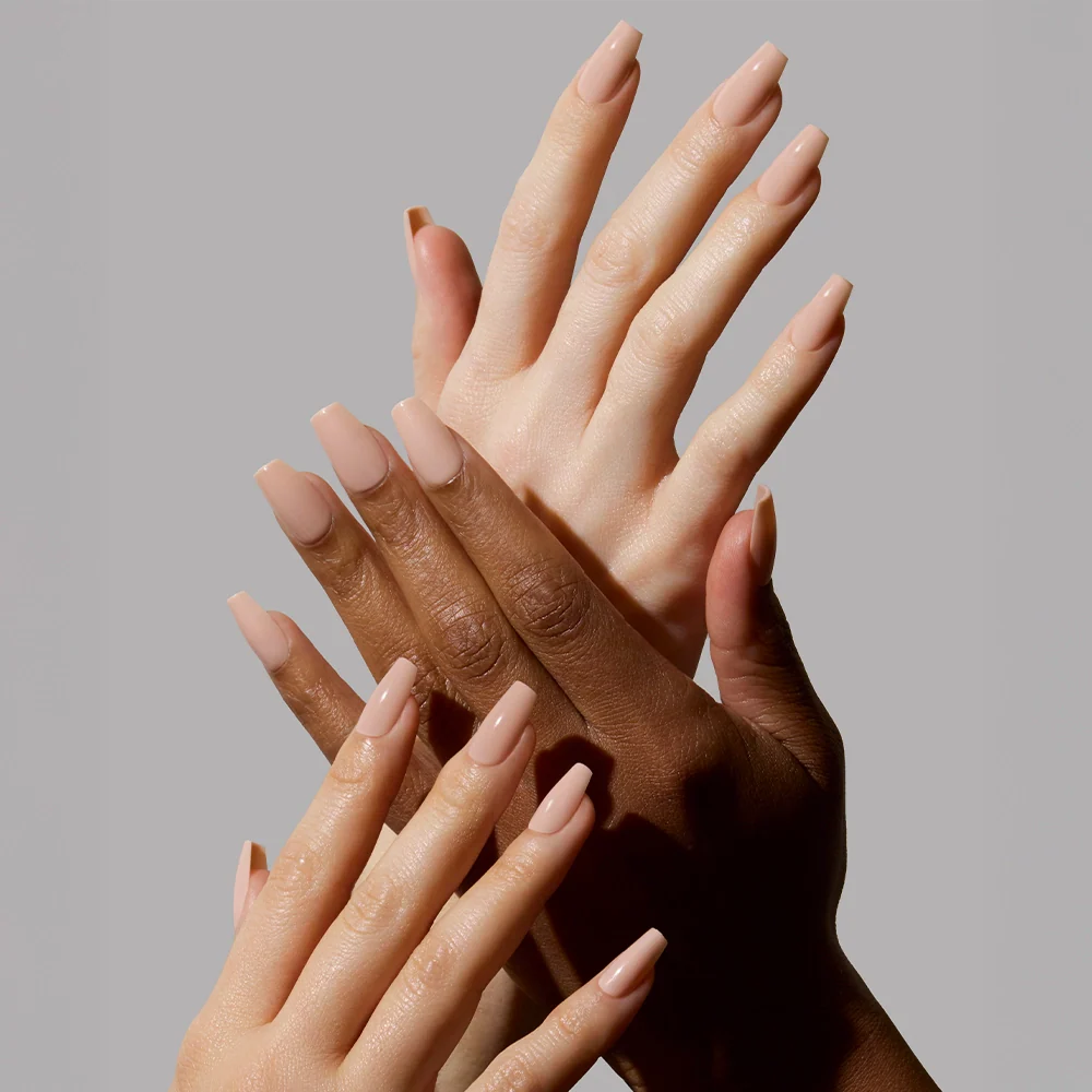 Exposed press-on nails - coffin shape, medium length