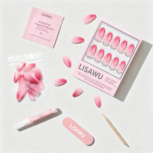 Faded Feelings press-on nails in soft gradient shades with almond shape showcasing elegant nail design
