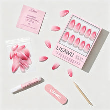 Faded Feelings press-on nails in soft gradient shades with almond shape showcasing elegant nail design