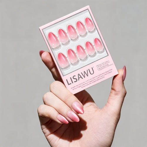 Faded Feelings press-on nails in soft ombre shades with almond shape for stylish nail set look