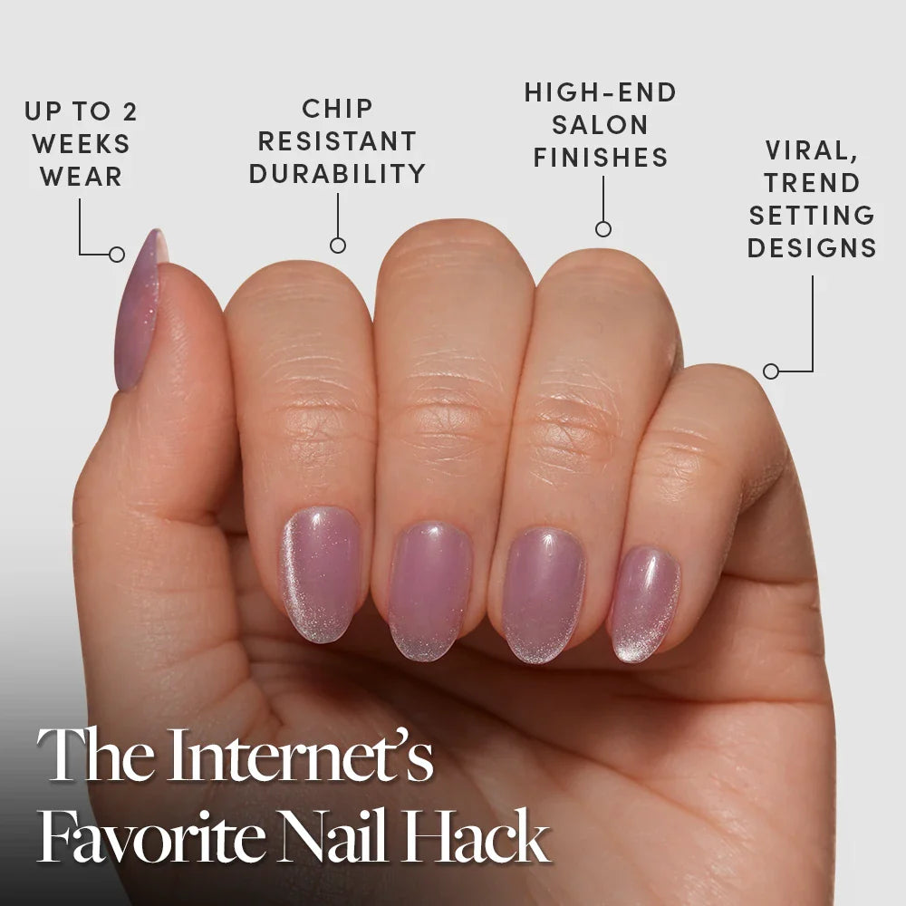 Fairy Dust press-on nails - oval shape, short length