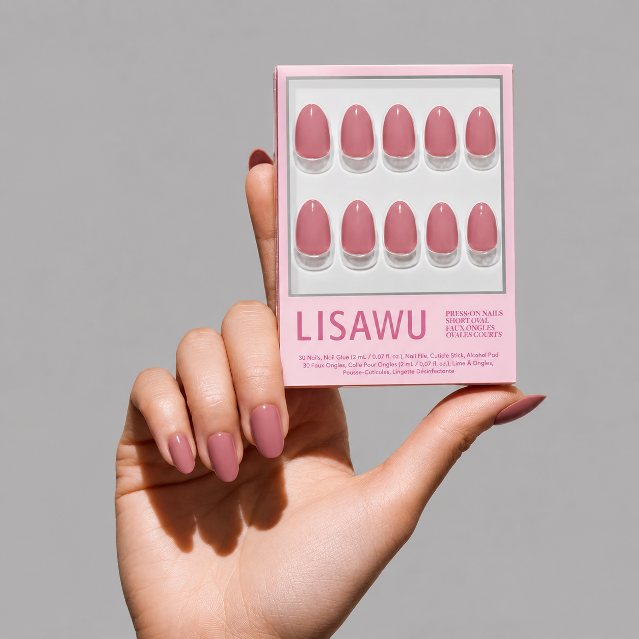 Fall Mauve press-on nails with glossy finish