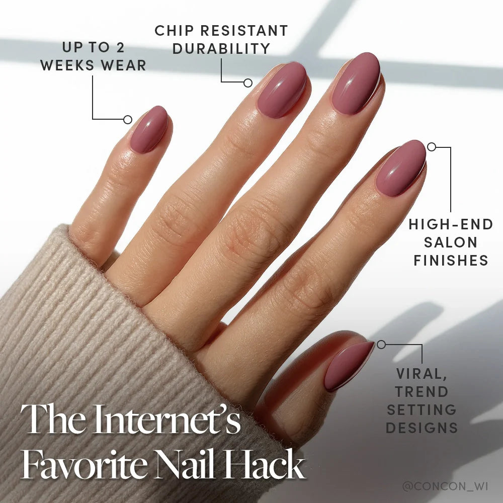 Fall Mauve press-on nails - oval shape, short length