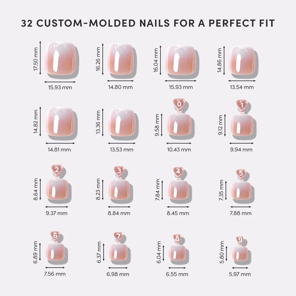 Fiancéd Toenail press-on nails - natural shape, short length