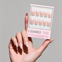 Fiancéd elegant press-on nails set showcasing soft neutral tones with a glossy finish perfect for everyday wear
