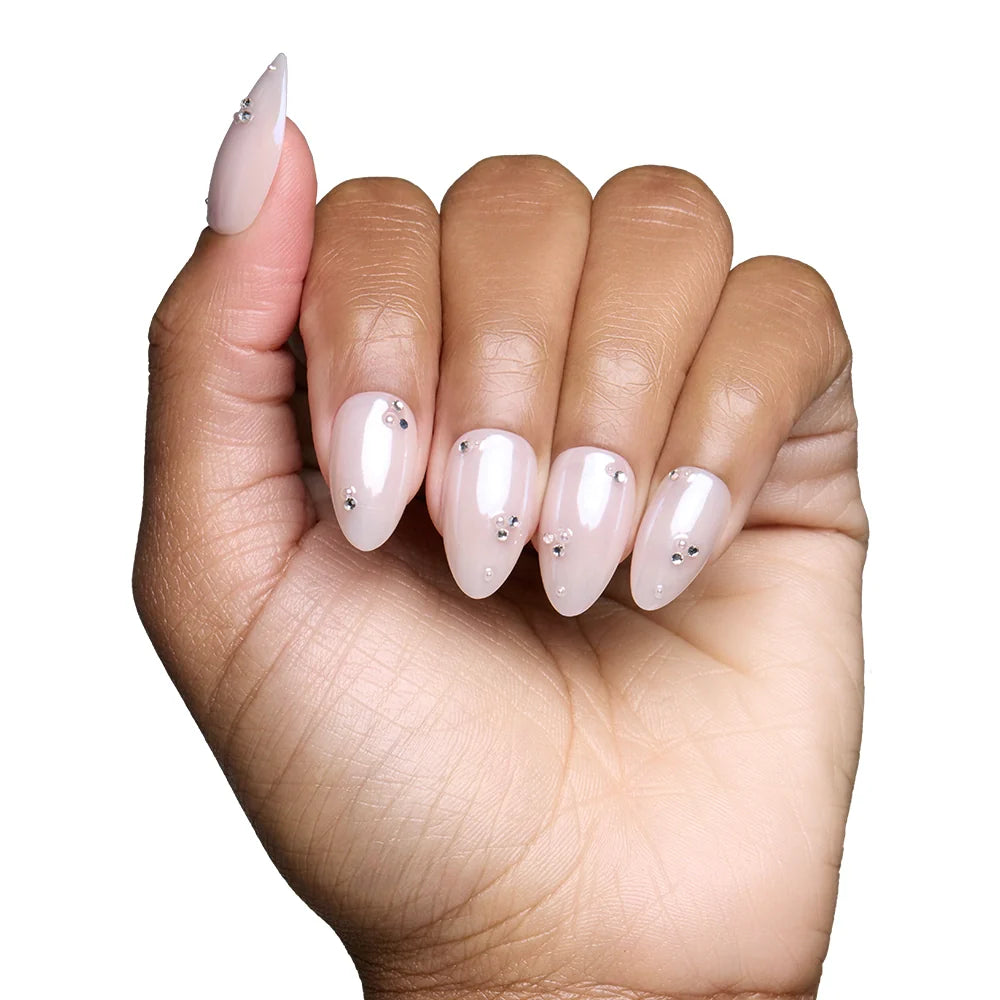 First Dance press-on nails - almond shape, short length