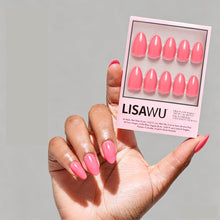 Flamingo Pink press-on nails with glossy finish