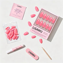 Flamingo Pink press-on nail design - solid color style detail