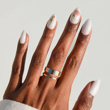 Floral Glow press-on nails in white shade