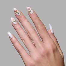 Floral Glow press-on nails - almond shape, short length