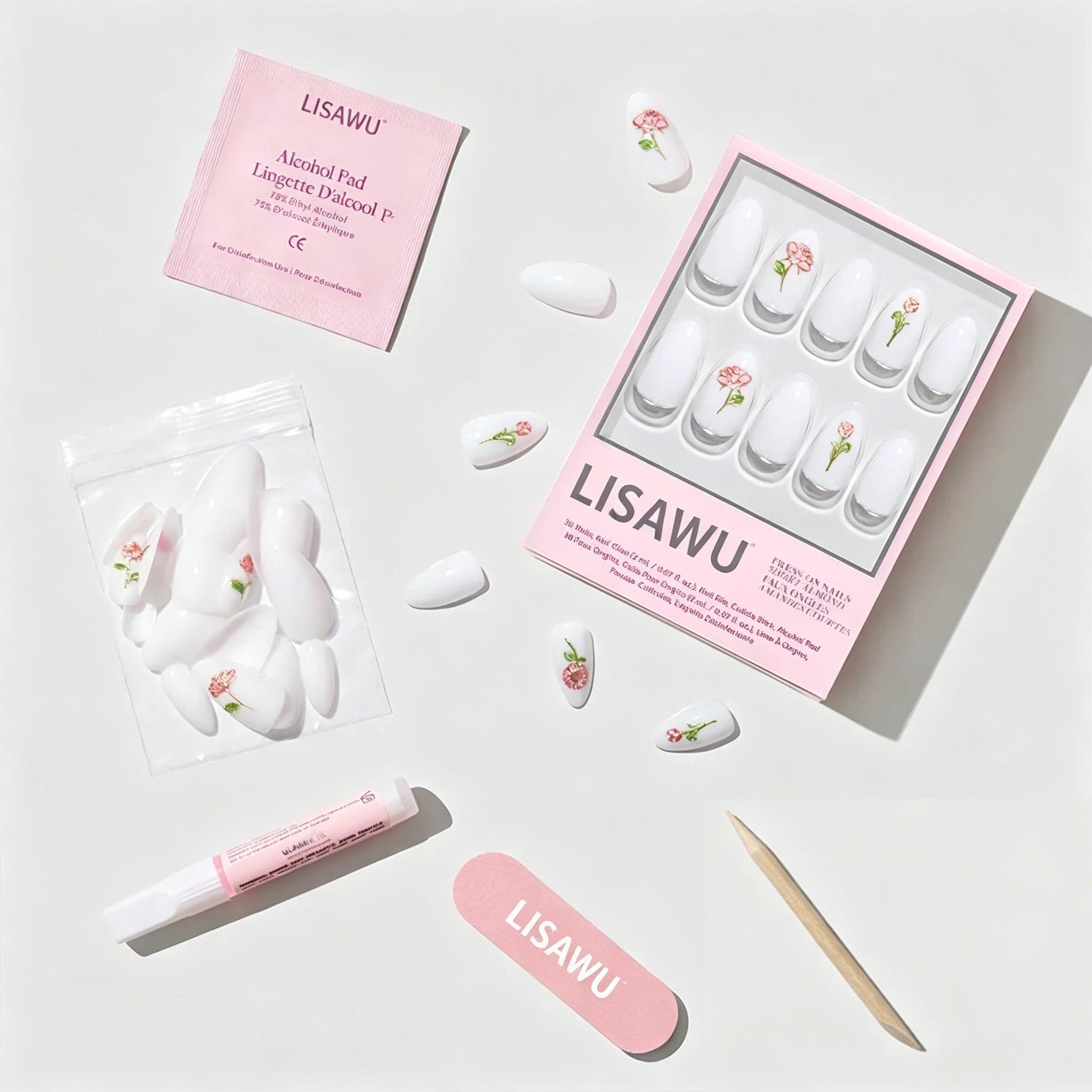 Floral Glow press-on nail design - accent nail style detail
